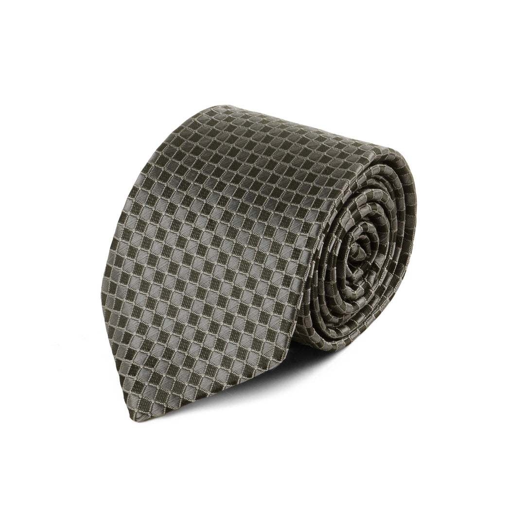 Men's Regal Geomatric Pattern Grey Satin Tie