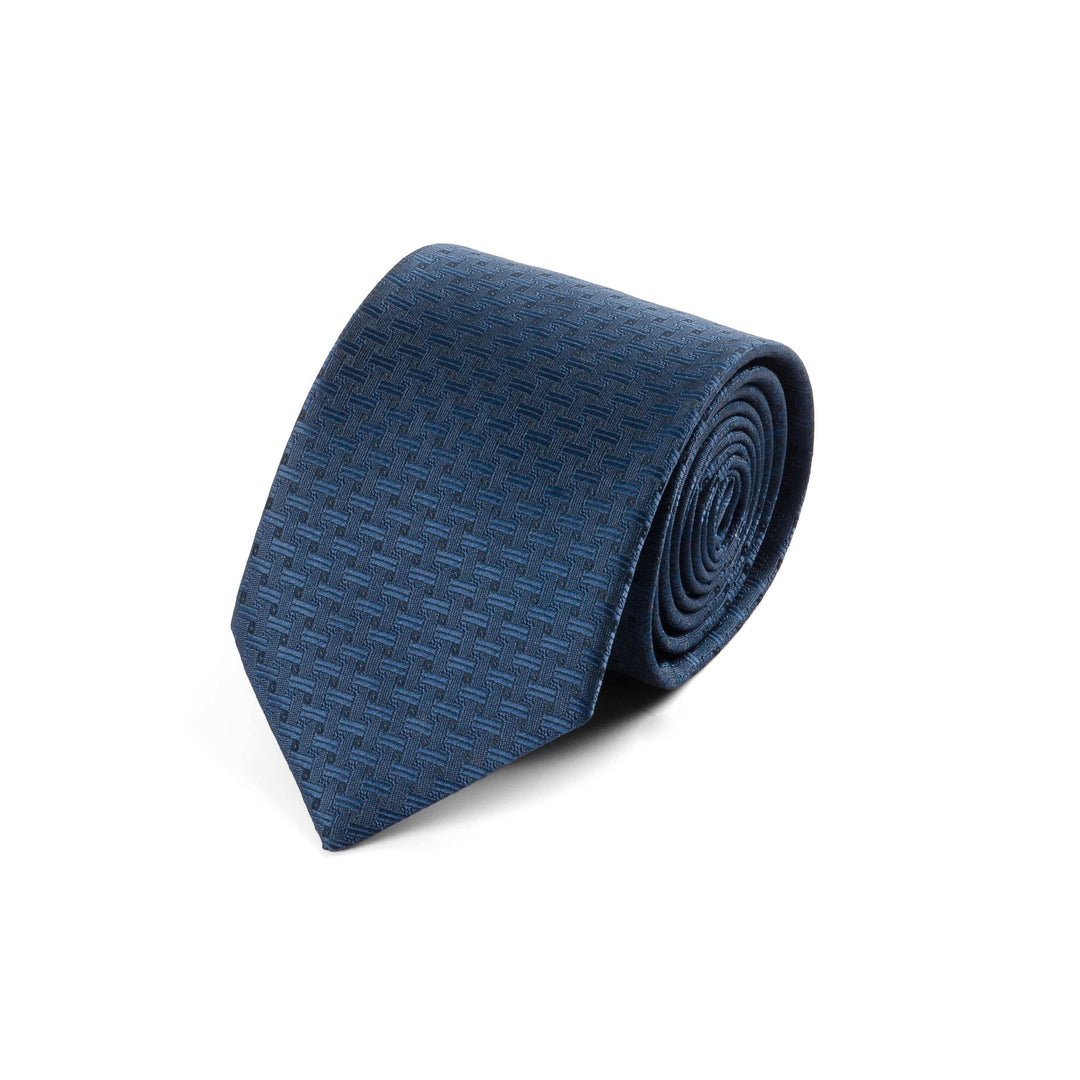 Men's Premium Geomatric Pattern Satin Blue Tie