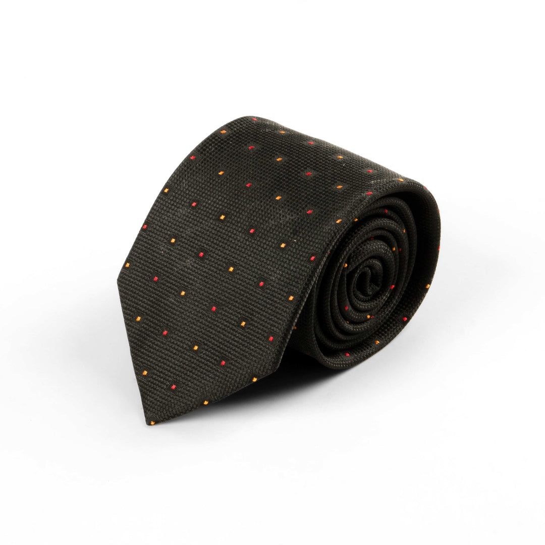 Men's Premium Multi Dotted Pattern Black Satin Tie
