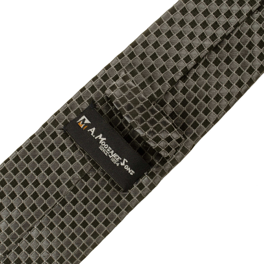 Men's Regal Geomatric Pattern Grey Satin Tie