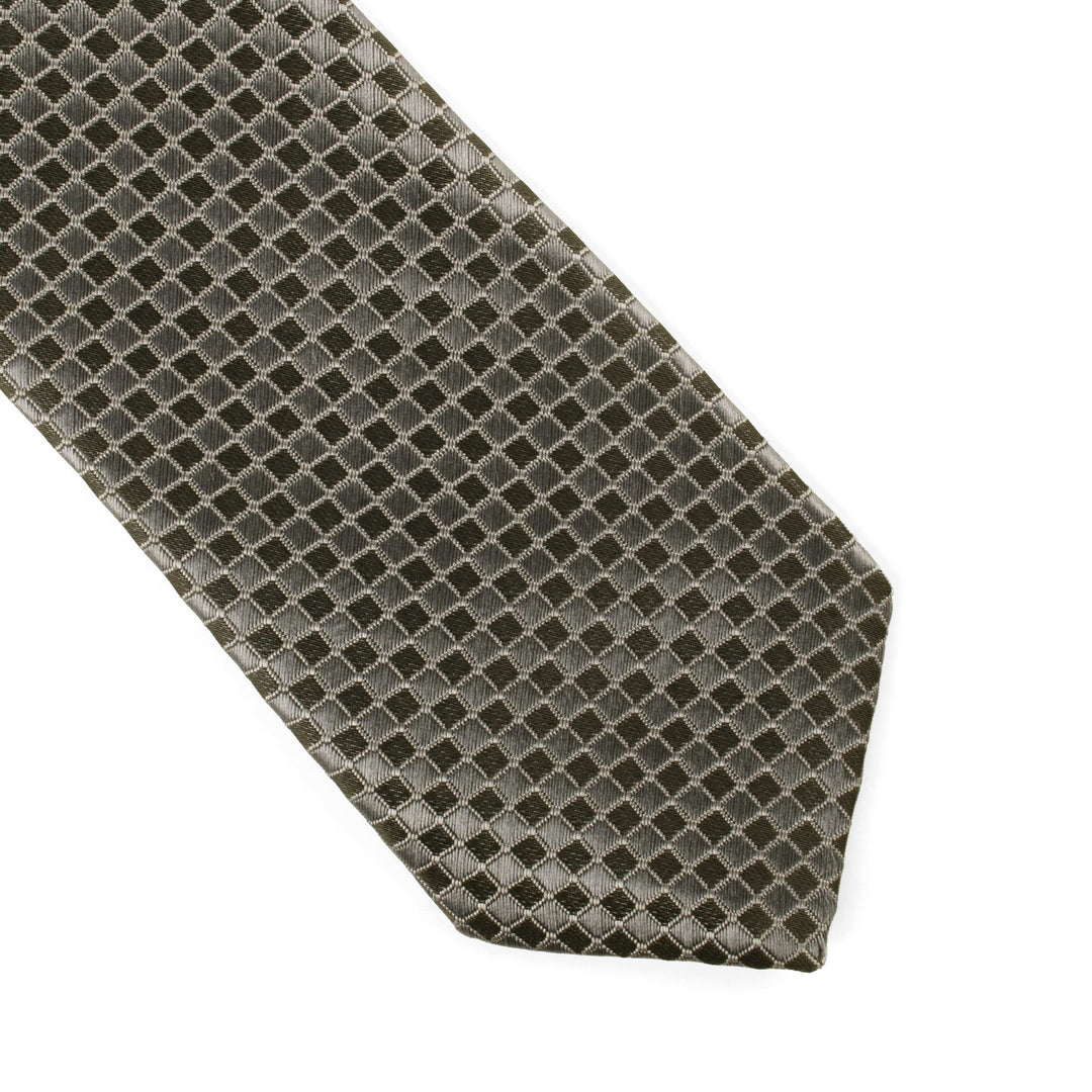 Men's Regal Geomatric Pattern Grey Satin Tie