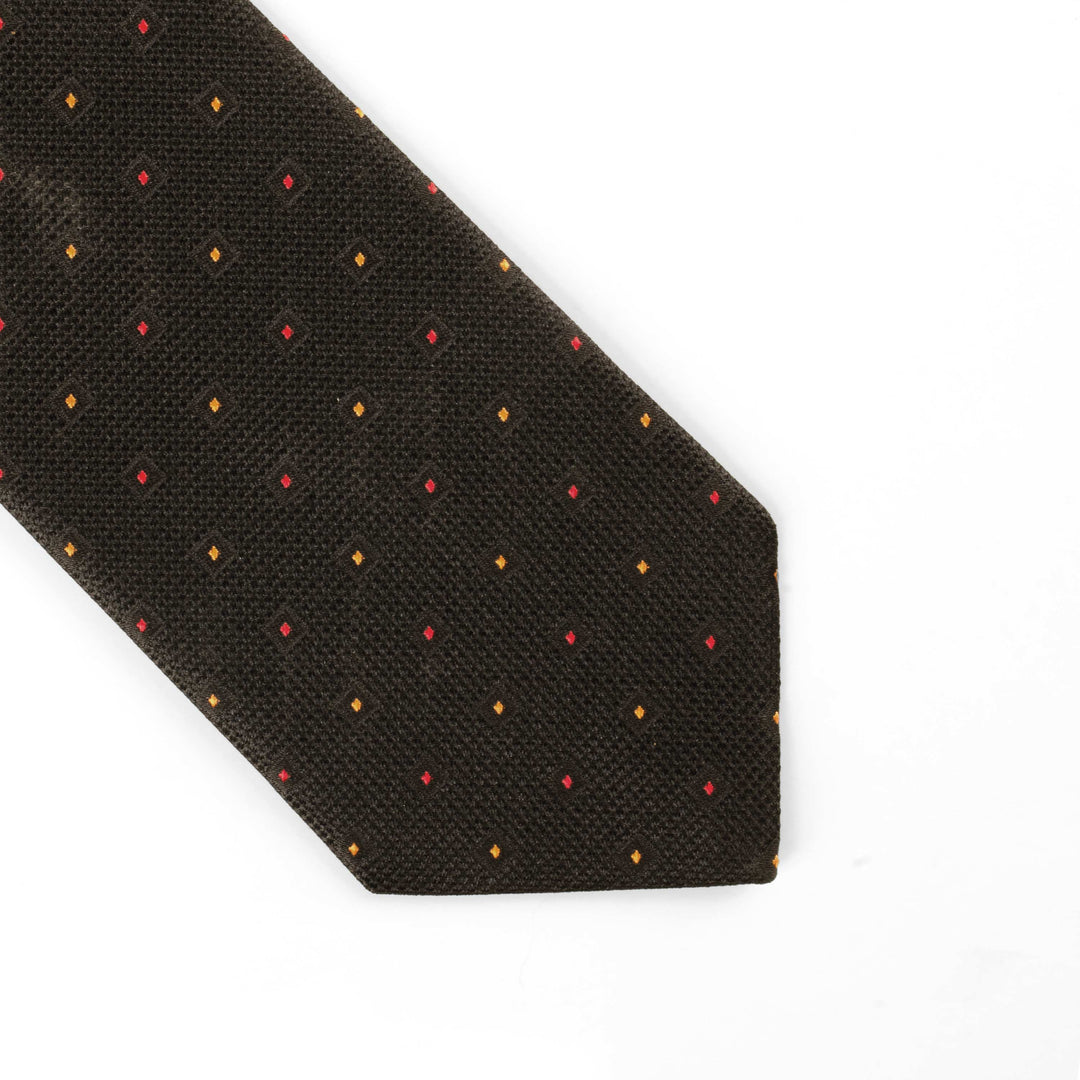 Men's Premium Multi Dotted Pattern Black Satin Tie