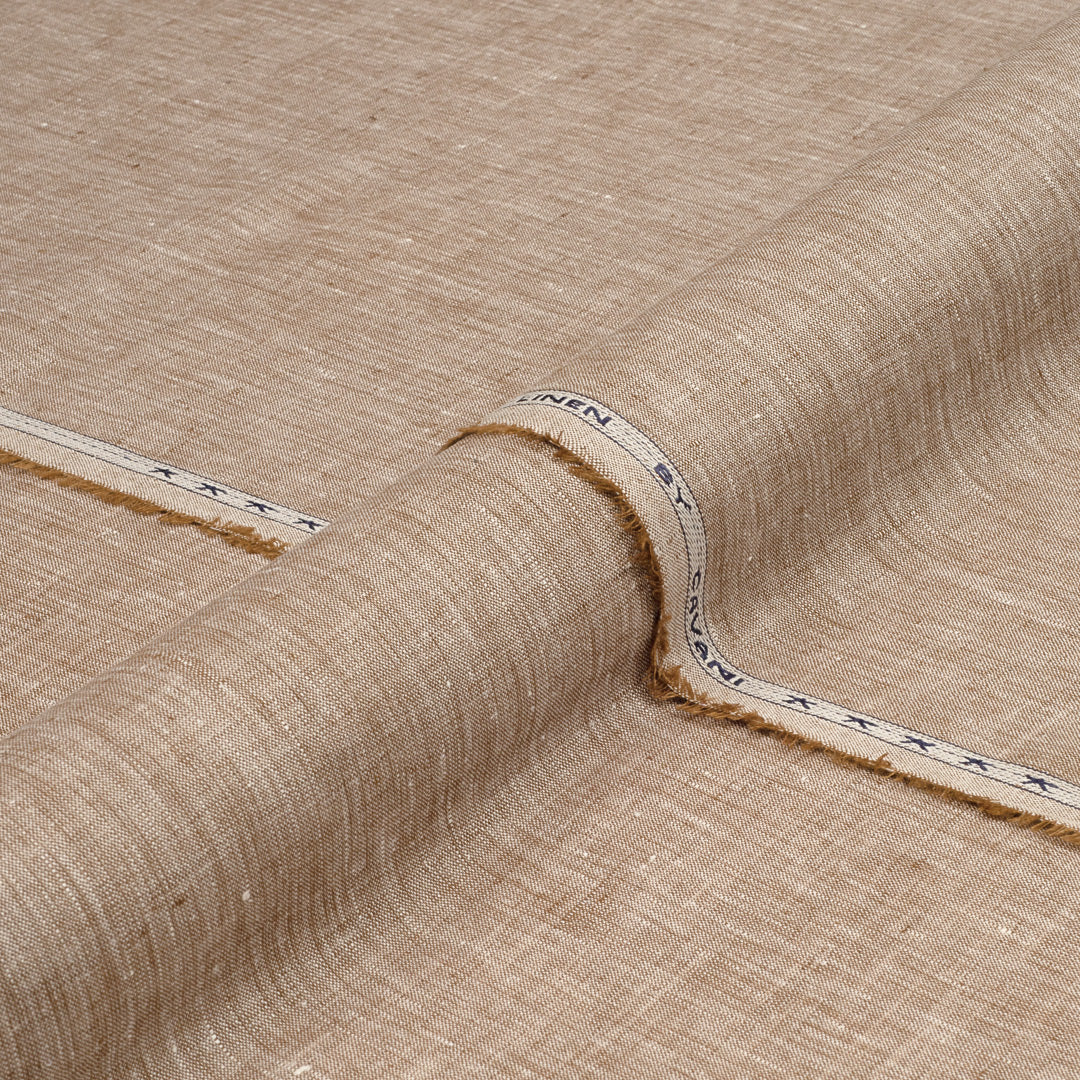 Natural Textured Shirting Linen Brown Fabric