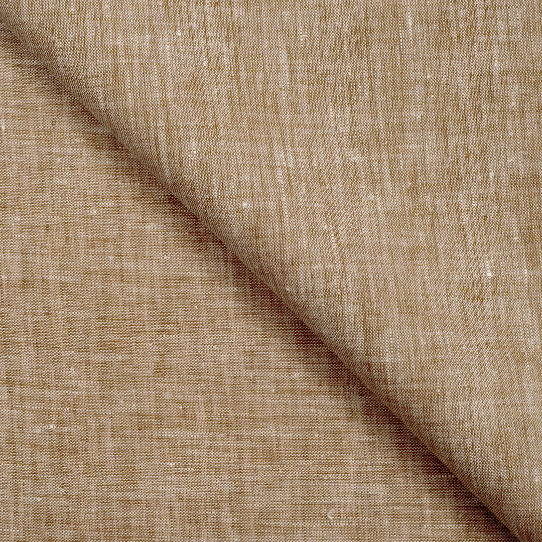 Natural Textured Shirting Linen Brown Fabric