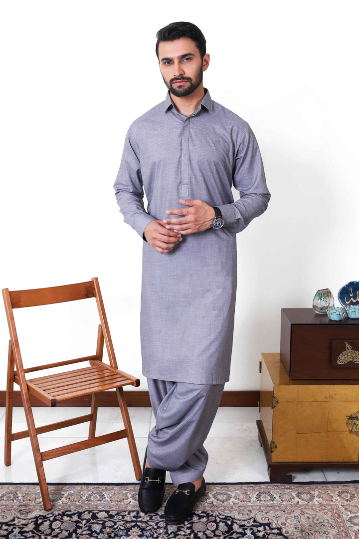 Bashar Grey Kameez Shalwar