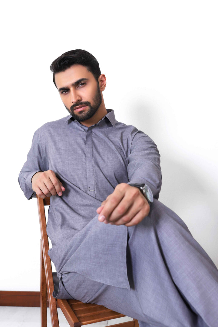 Bashar Grey Kameez Shalwar