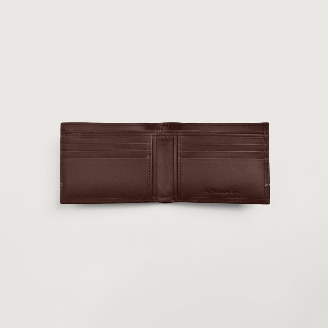 Maroon Bifold Contrast Stitch Leather Wallet