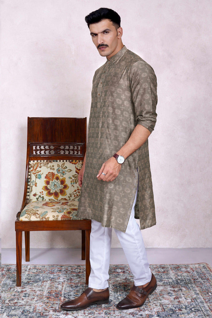 Tribal Jamawar Brown Kurta