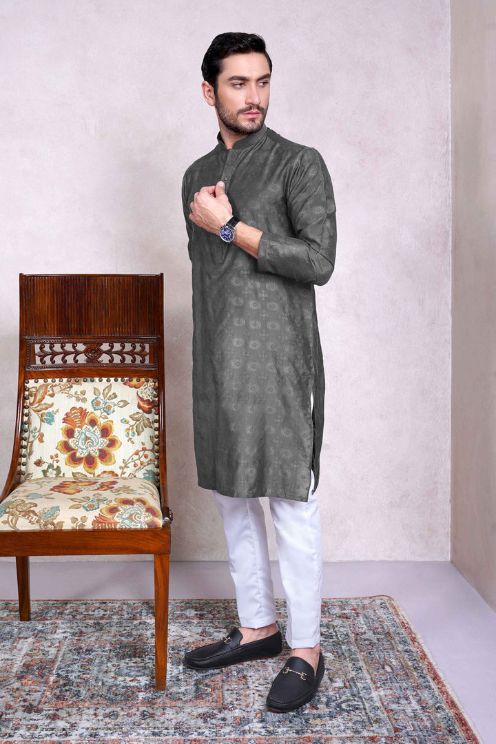 Tribal Jamawar Gray Kurta