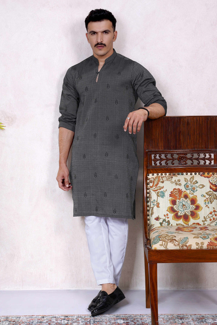 Block Print Ash Gray Kurta