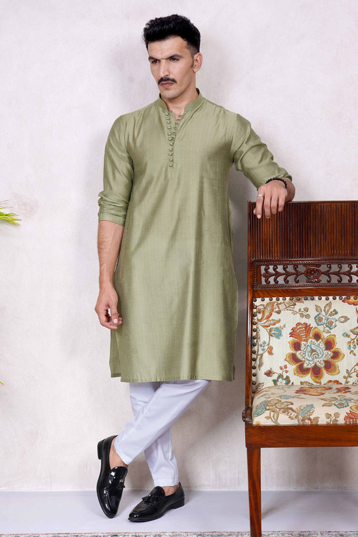 Striped Beige Green Kurta