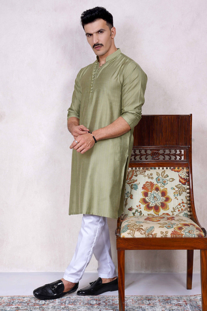 Striped Beige Green Kurta