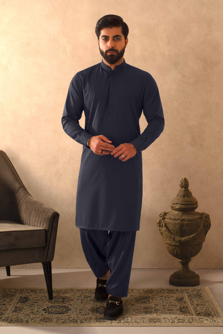 Zarf - Cobalt Blue Blended Kameez Shalwar