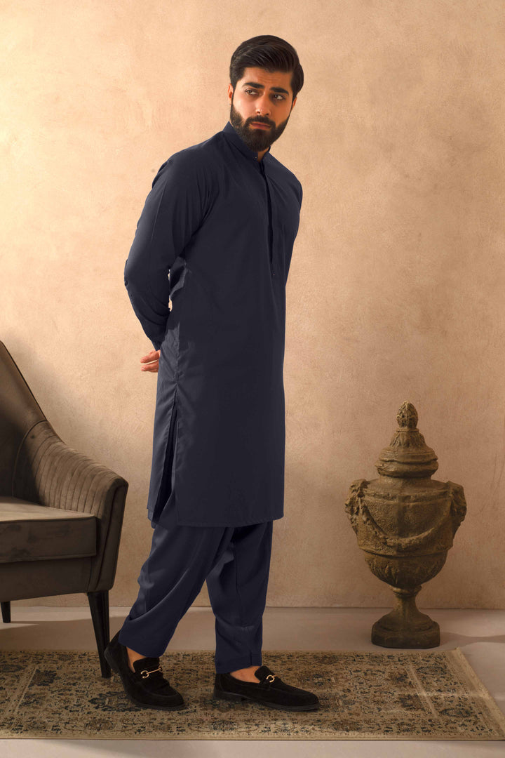 Zarf - Cobalt Blue Blended Kameez Shalwar