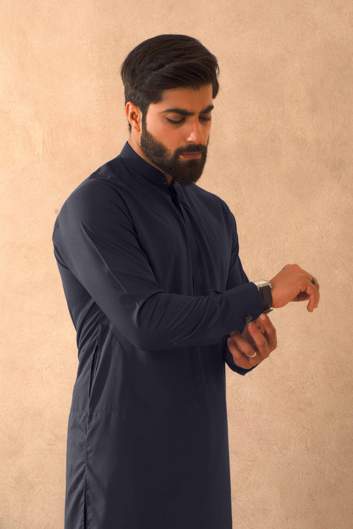 Zarf - Cobalt Blue Blended Kameez Shalwar