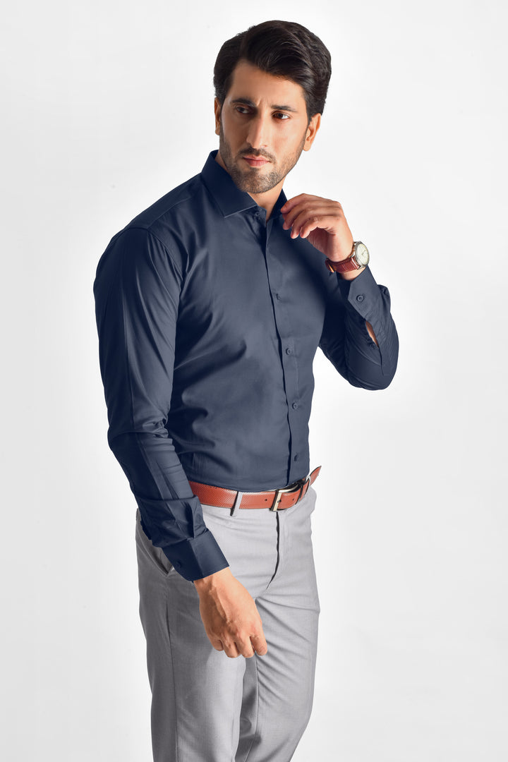 Nevian Berry Blue Textured Shirt