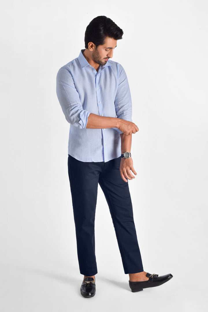 ZIVEN - Linen Arctic Blue Shirt