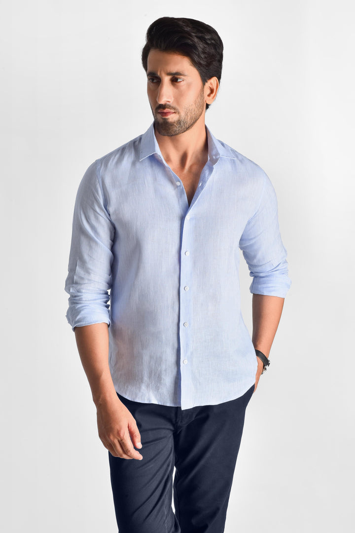 ZIVEN - Linen Arctic Blue Shirt