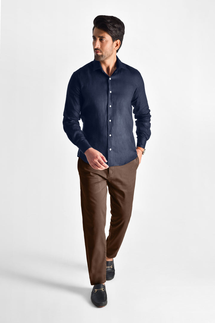 ZIVEN - Linen Midnight Blue Shirt