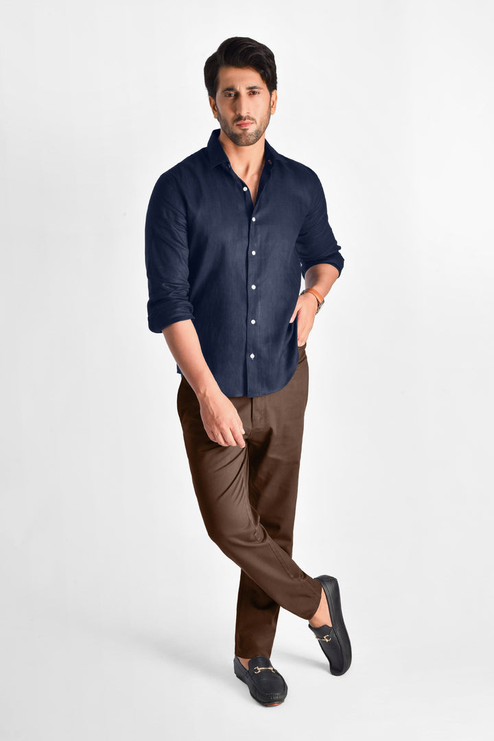 ZIVEN - Linen Midnight Blue Shirt