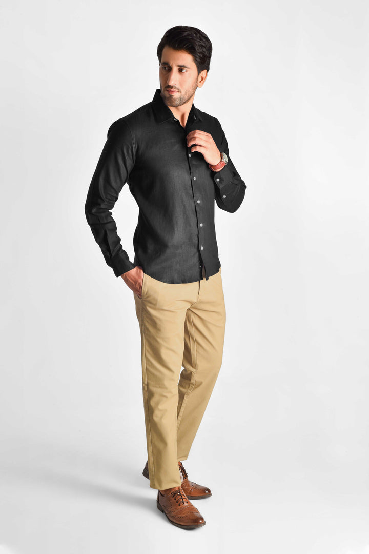 ZIVEN - Linen Ink Black Shirt