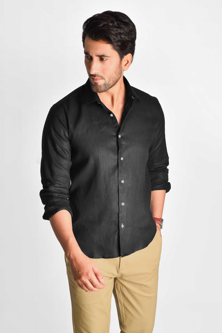 ZIVEN - Linen Ink Black Shirt