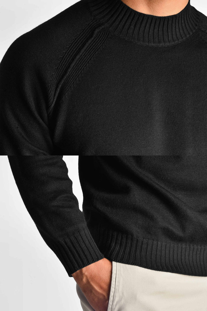 Premium Raglan Black Sweater