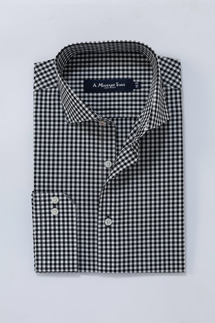 Black Plaid Check Formal Shirt