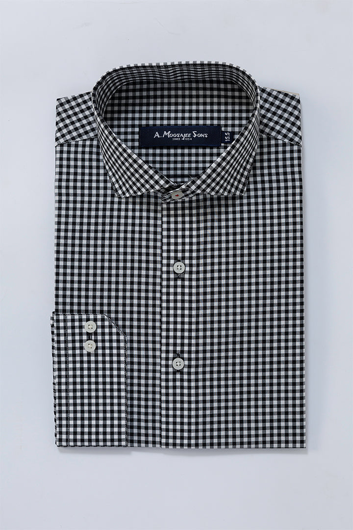 Black Plaid Check Formal Shirt