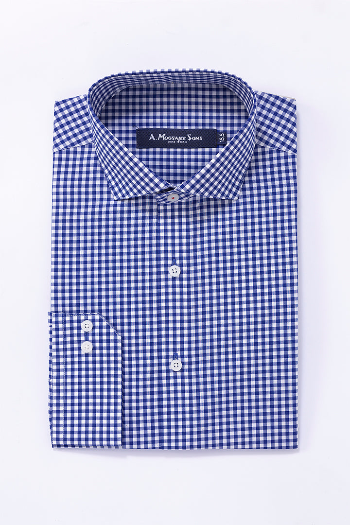 Blue Plaid Check Formal Shirt