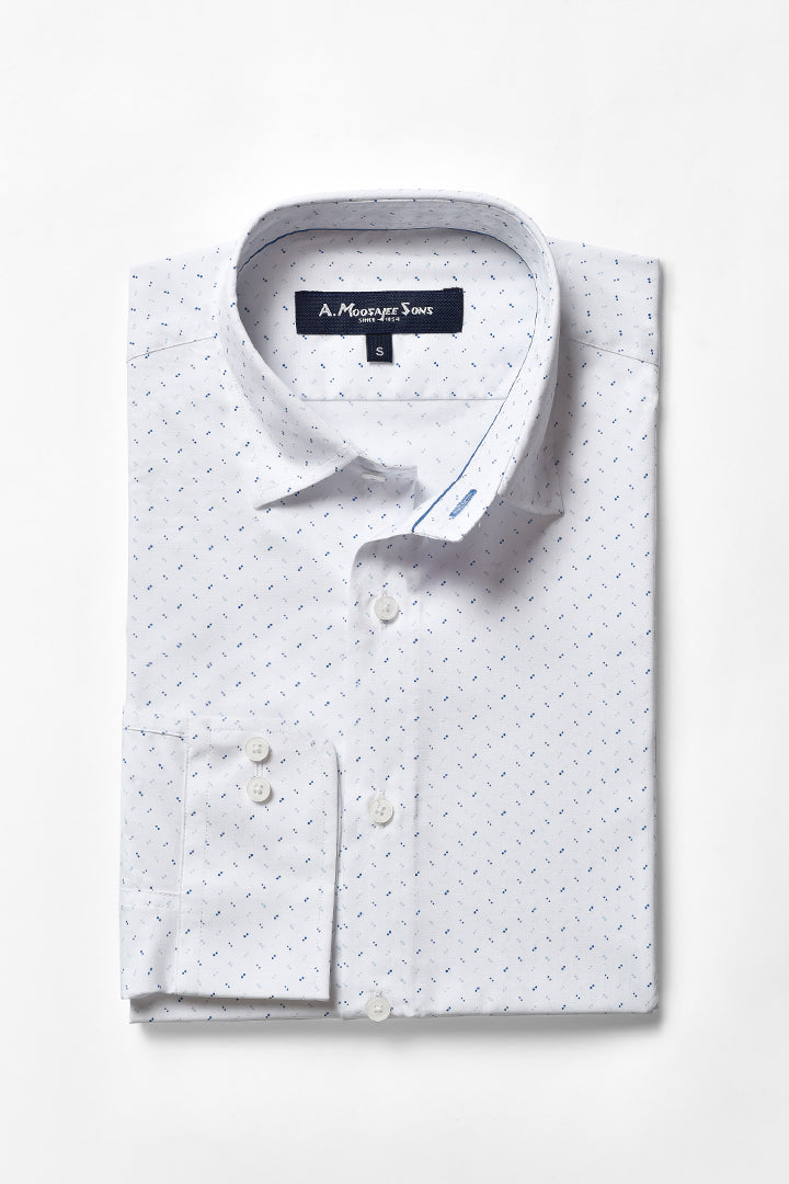 Navy Micro Double Dot Printed Shirt