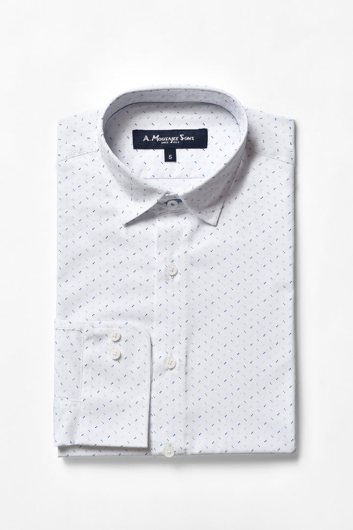 Navy Micro Double Dot Printed Shirt