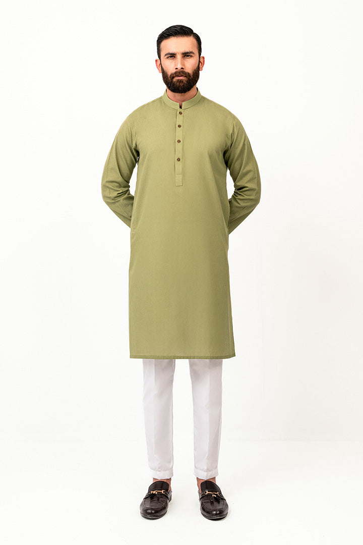 Solid Weave Olive Green Kurta