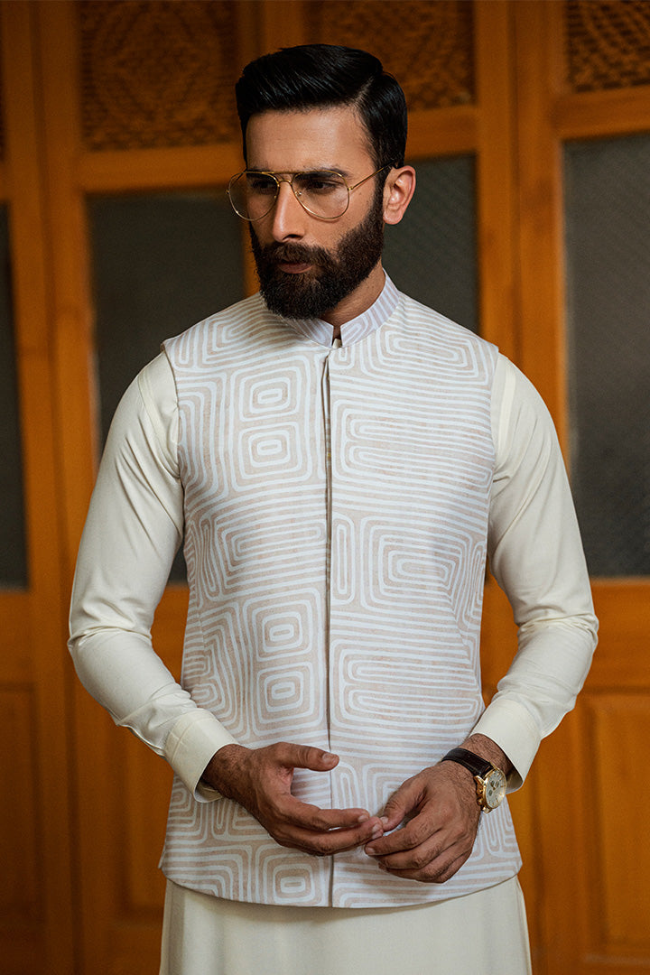 Affan Premium Pastel Beige Waistcoat