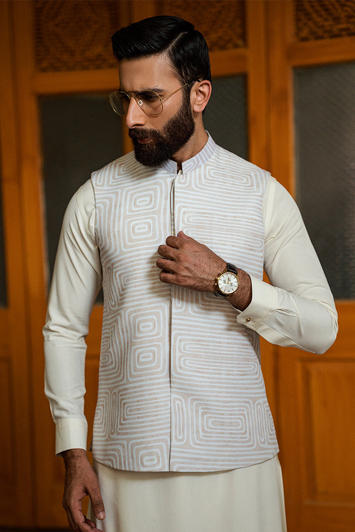 Affan Premium Pastel Beige Waistcoat