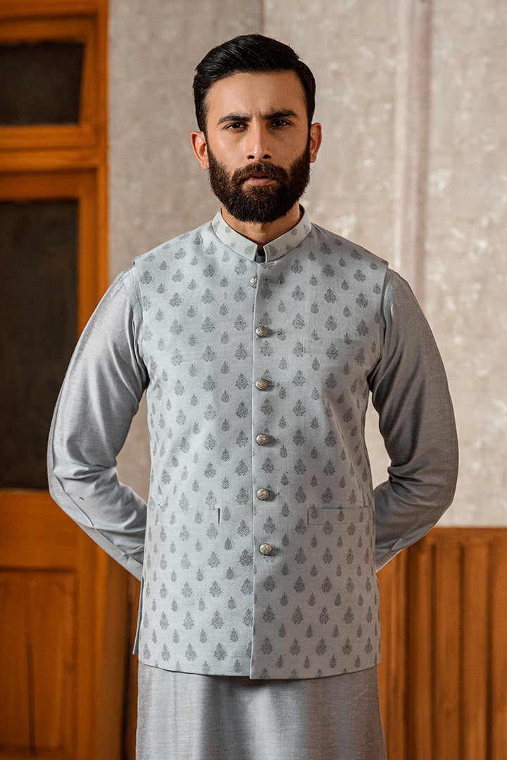 Dayan Jamawar Cloud Grey Waistcoat