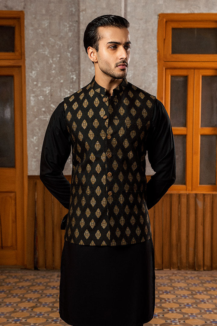 Dayan Jamawar Black Waistcoat