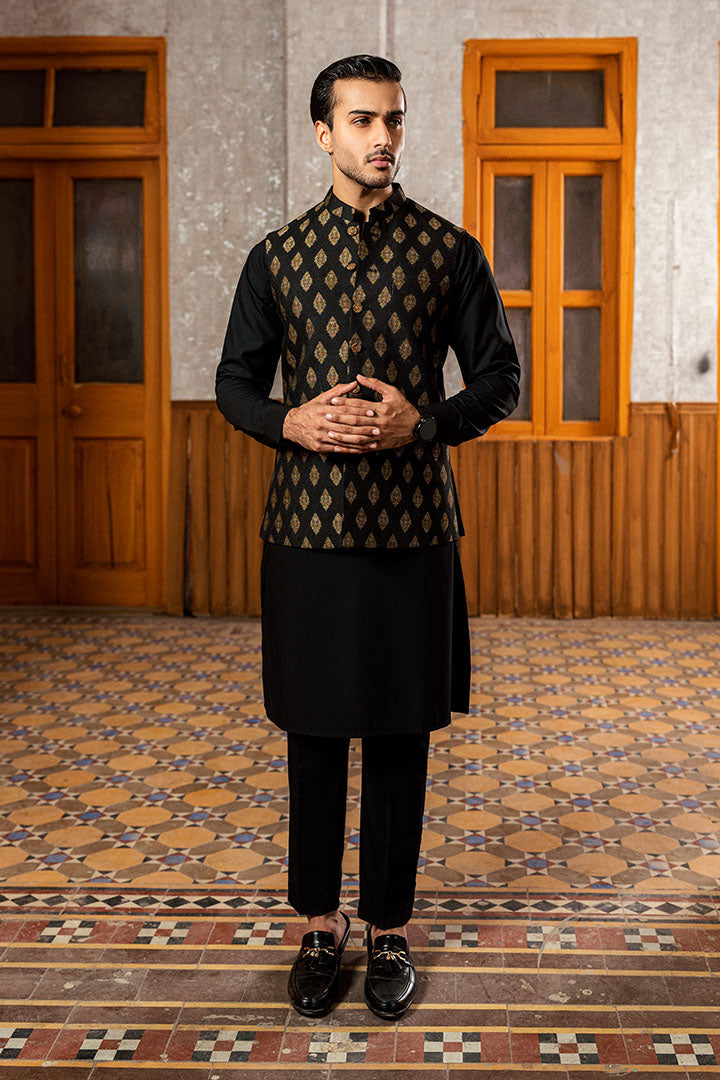 Dayan Jamawar Black Waistcoat