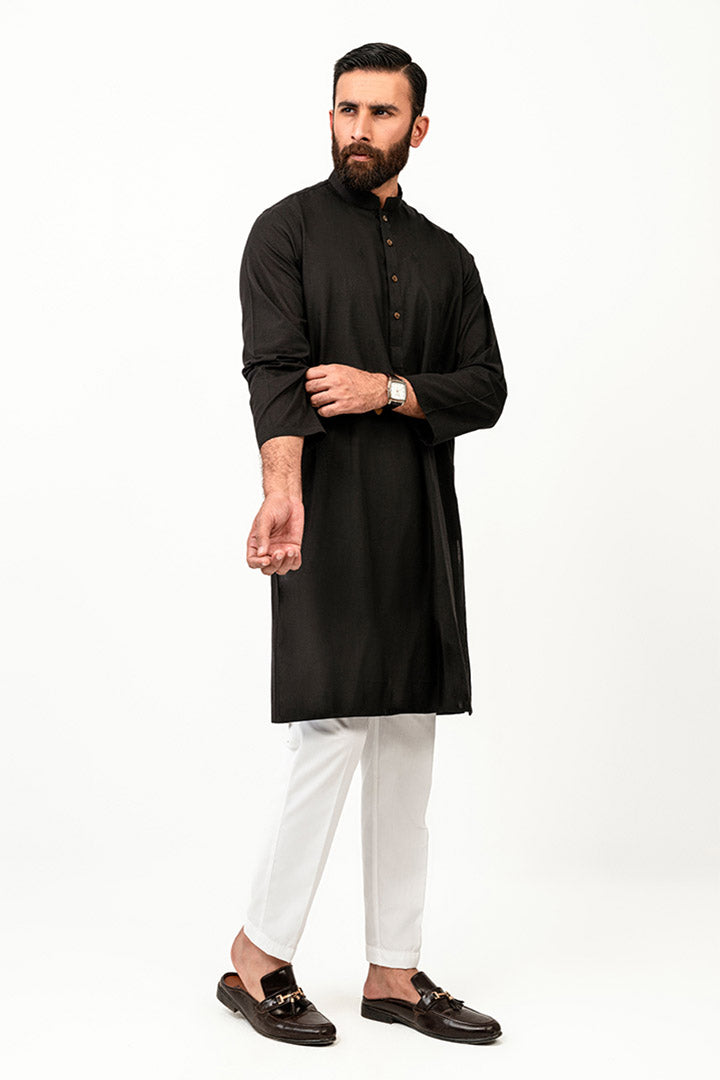 Abstract Jacquard Arctic Black Kurta