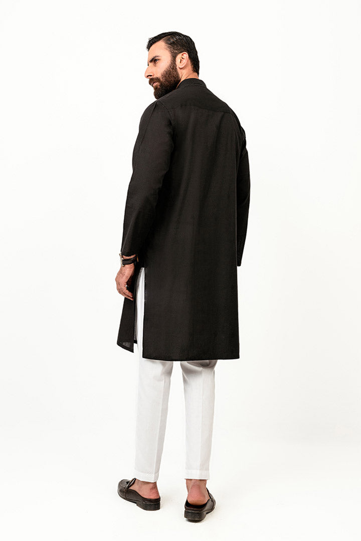 Abstract Jacquard Arctic Black Kurta