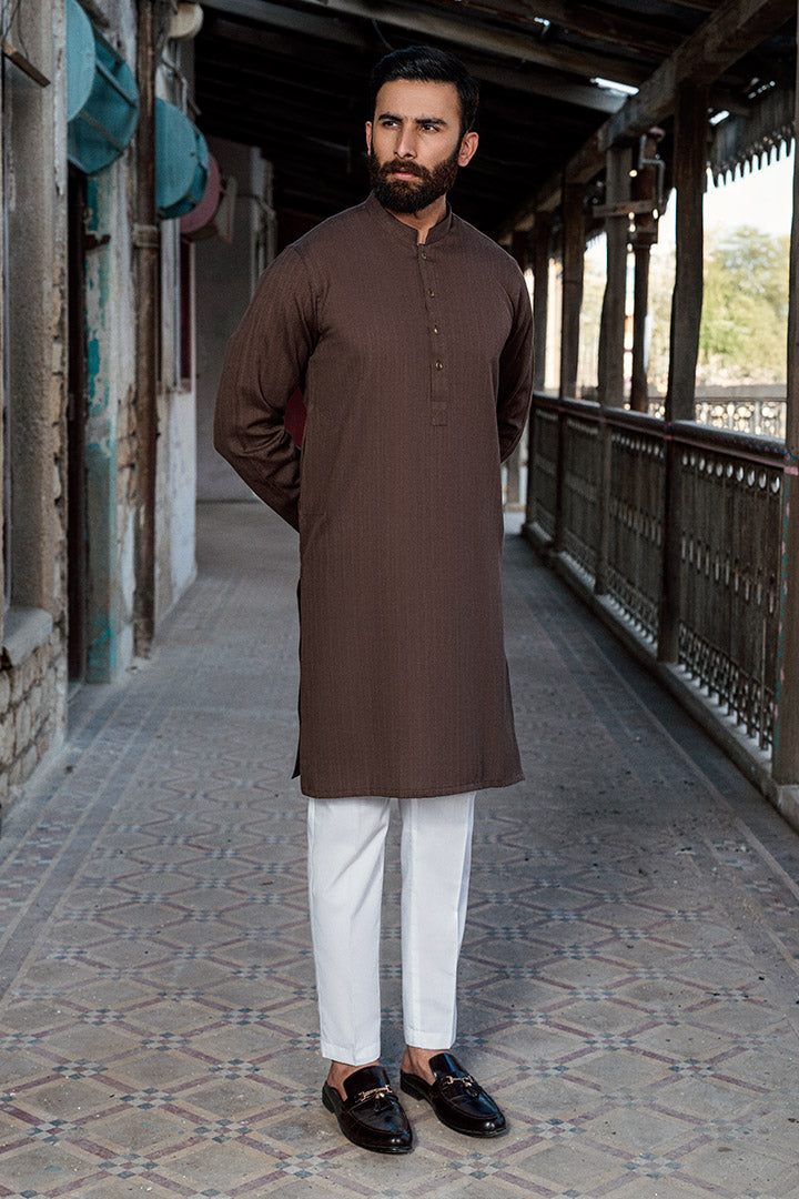 Loom choclate brown kurta