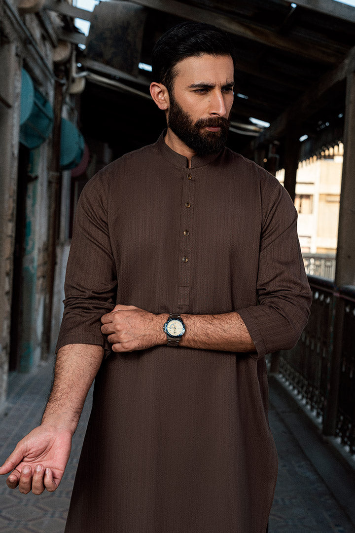 Loom choclate brown kurta