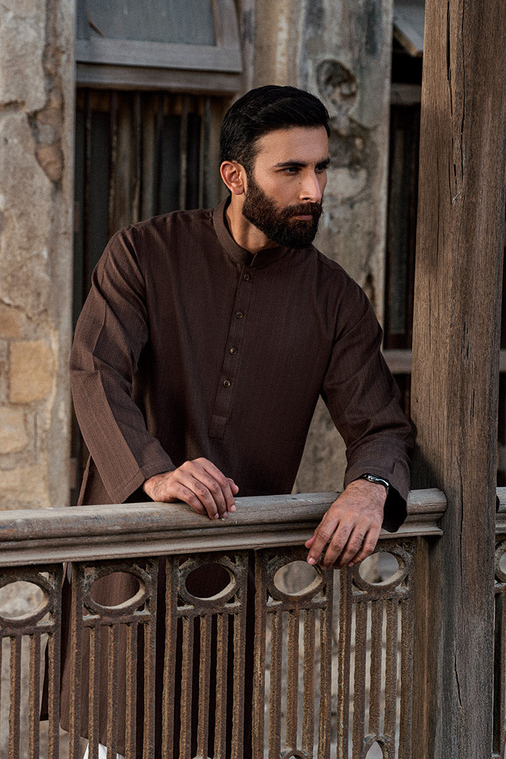 Loom choclate brown kurta