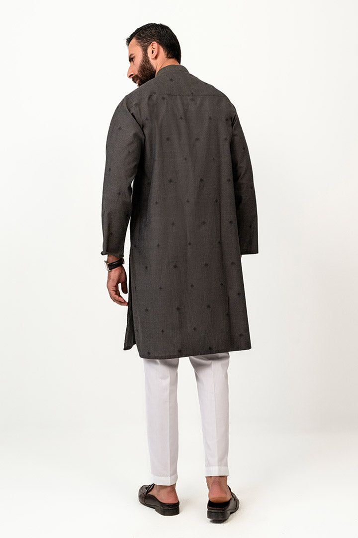 Abstract Jacquard Cloud Grey Kurta