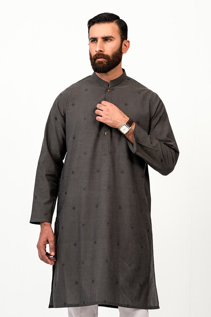 Abstract Jacquard Cloud Grey Kurta