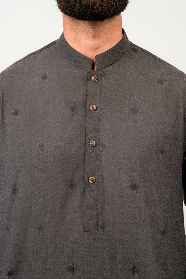 Abstract Jacquard Cloud Grey Kurta