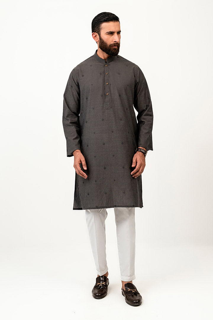 Abstract Jacquard Cloud Grey Kurta