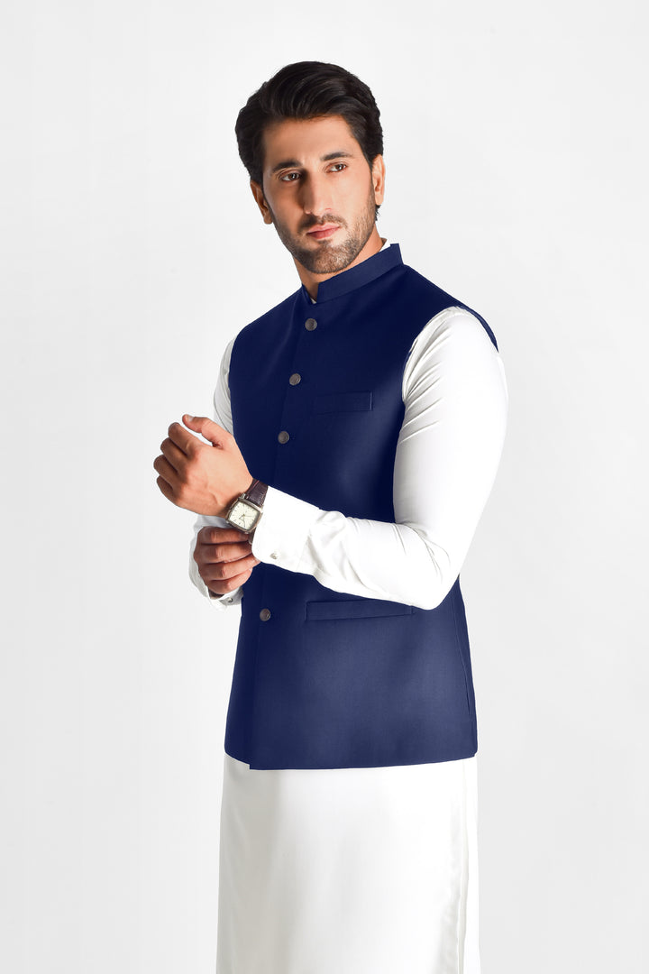 Shahir Blue Waistcoat