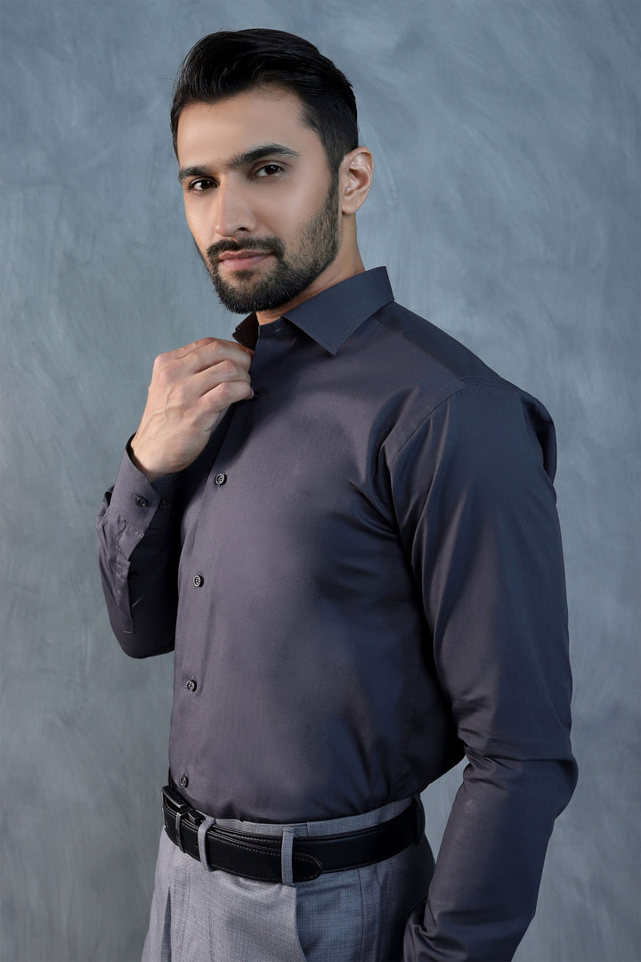 Formal Solid Dark Grey Shirt