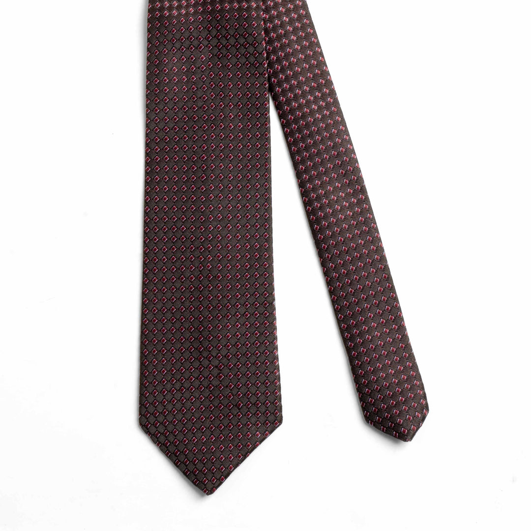 Men's Premium Geomatric Pattern Dark Maroon Tie